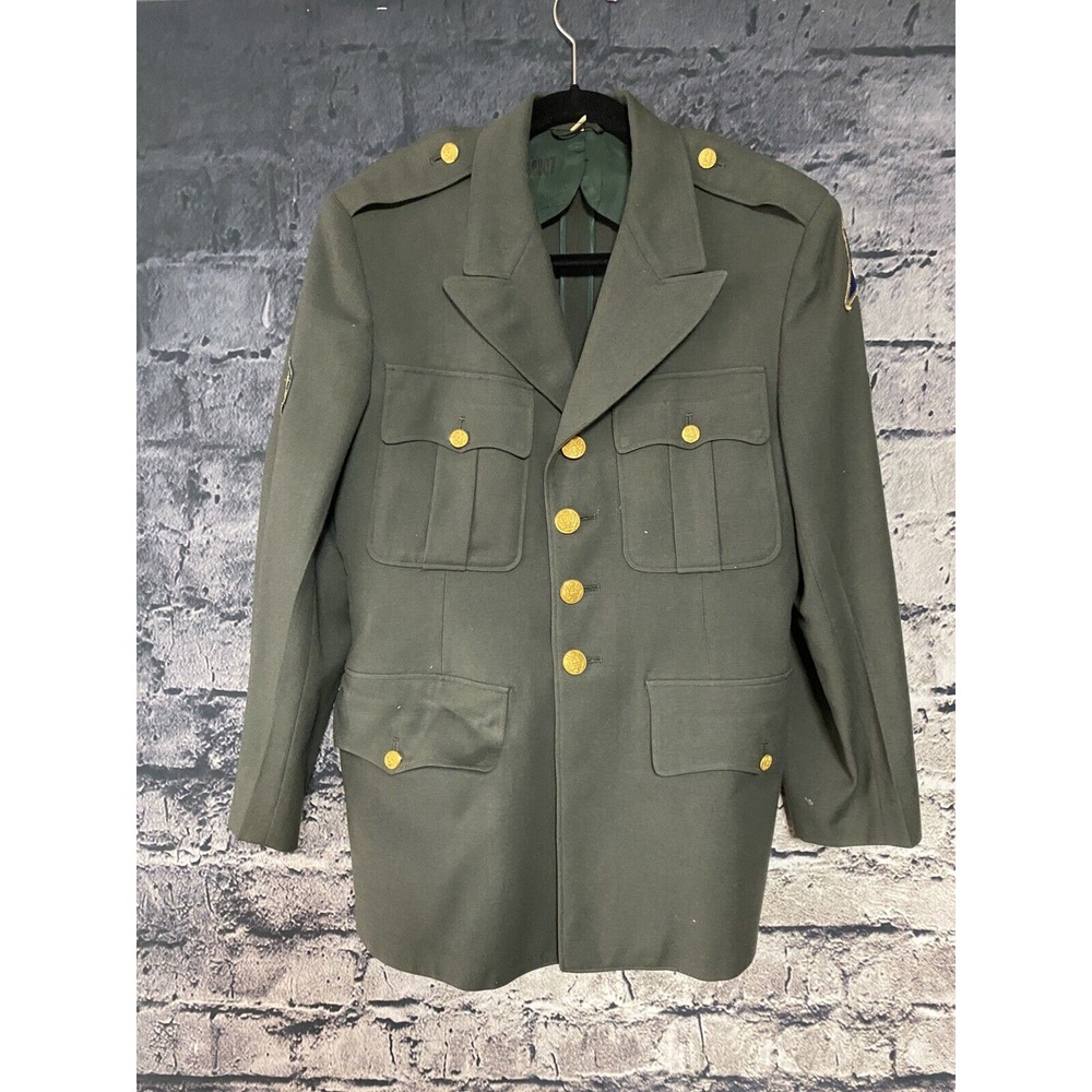1956 US Army Class A Uniform Set Coat Hat Pants TRADOC & Eagle Patches Sz 38